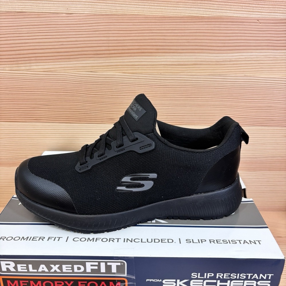 SKECHERS WORK Women's As 7.5 Squad SR Soft Toe Slip Resistant Work Shoe Black